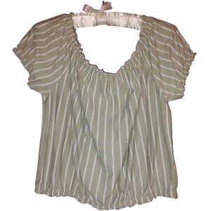 American Eagle Striped Green and White Cropped Top